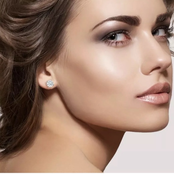 5.00 Ct Round Cut VVS1/D Lab Created Stud Earrings 14k White Gold 8mm Push Back - Picture 5 of 10